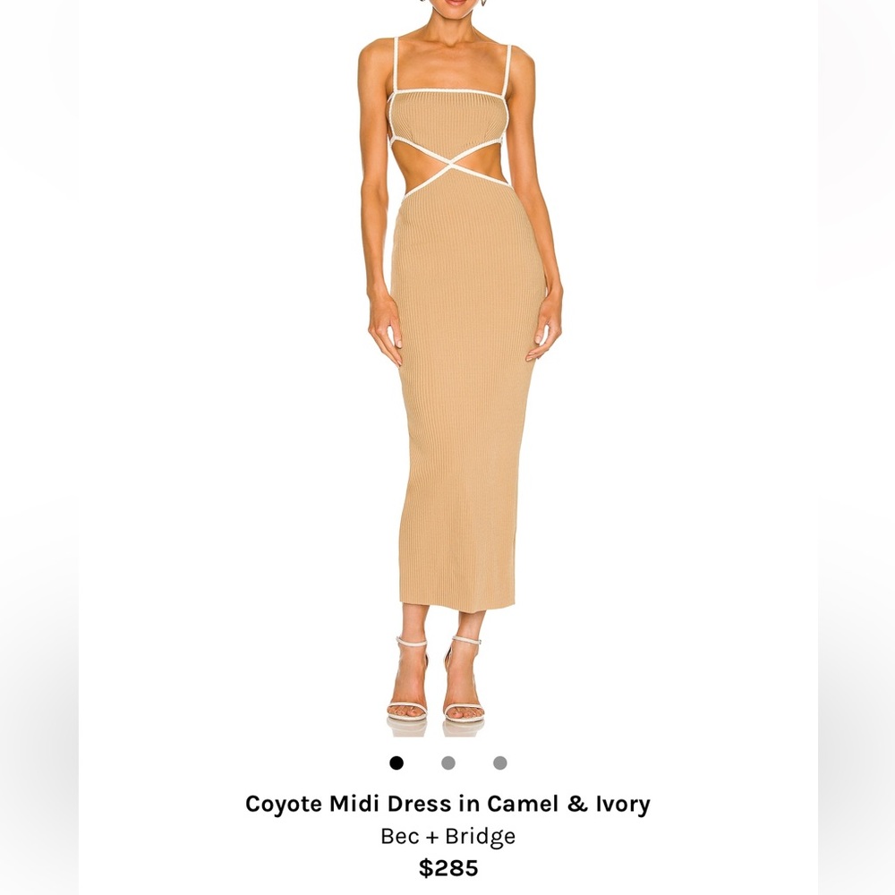 Coyote Midi Dress in Camel & Ivory